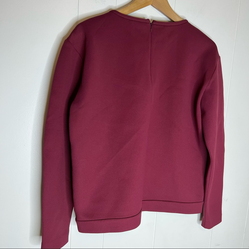 Tibi neoprene long sleeve top Sweater Burgundy Sz S - Picture 4 of 8
